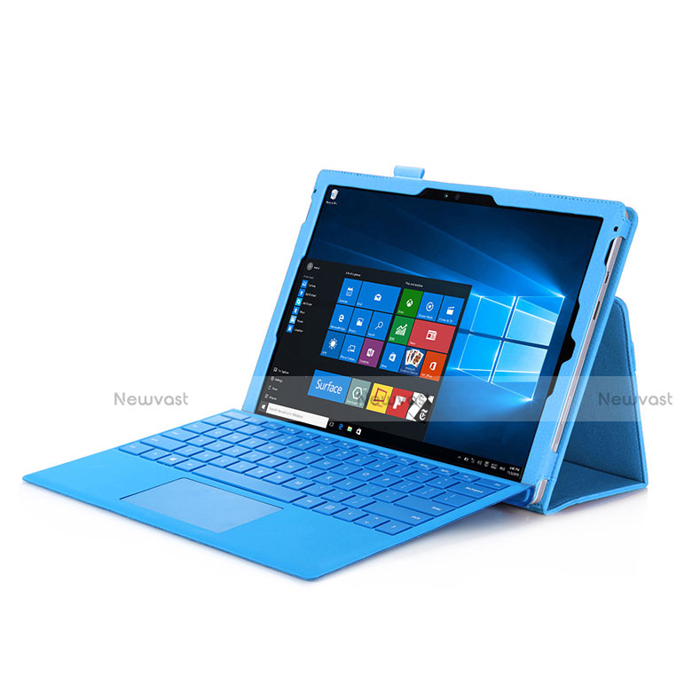 Leather Case Stands Flip Cover for Microsoft Surface Pro 3 Blue