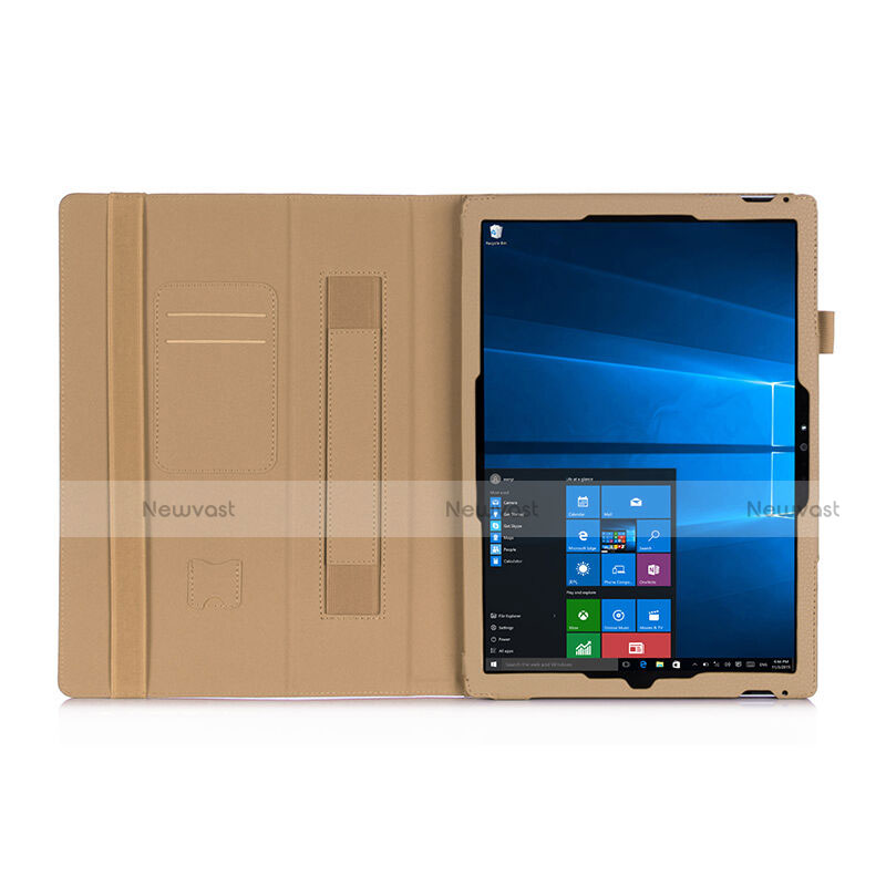 Leather Case Stands Flip Cover for Microsoft Surface Pro 3 Gold