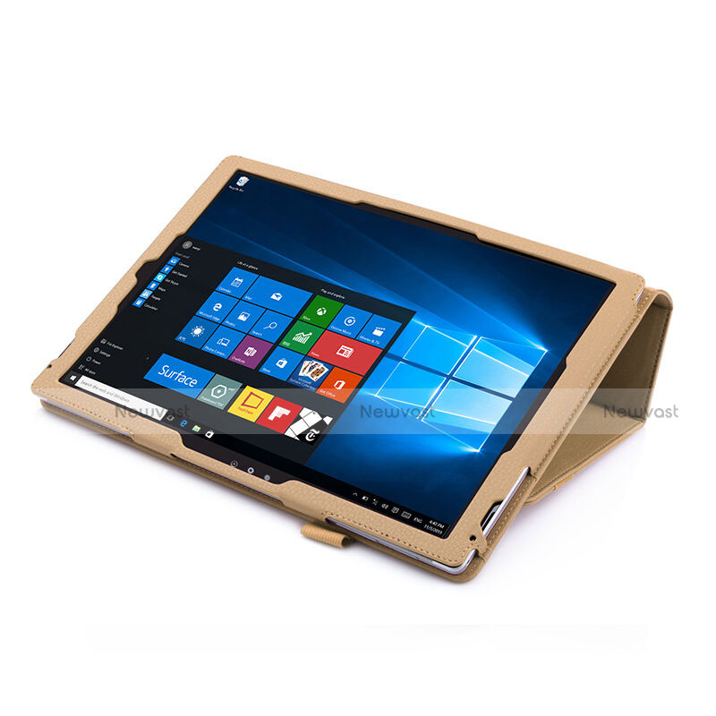 Leather Case Stands Flip Cover for Microsoft Surface Pro 3 Gold