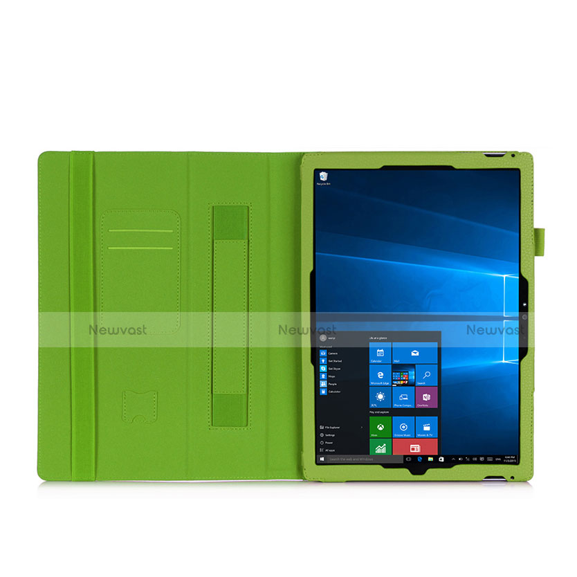 Leather Case Stands Flip Cover for Microsoft Surface Pro 4 Green