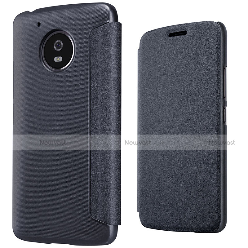 Leather Case Stands Flip Cover for Motorola Moto G5 Black
