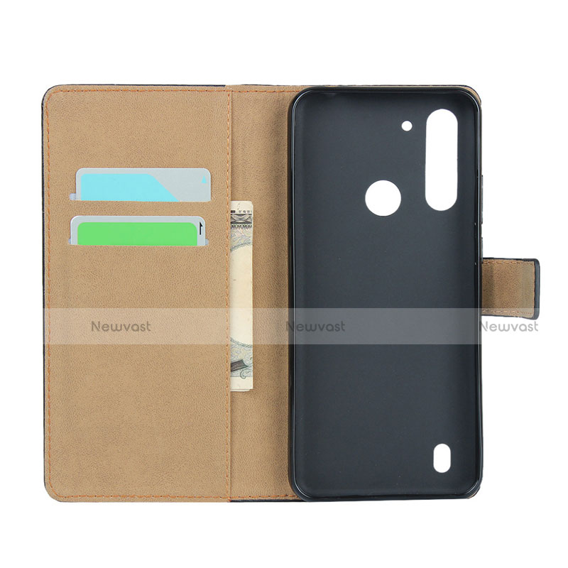 Leather Case Stands Flip Cover for Motorola Moto G8 Power Lite Black