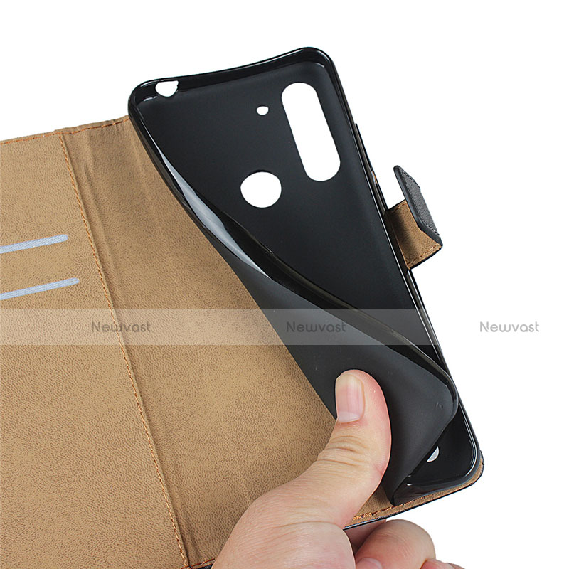 Leather Case Stands Flip Cover for Motorola Moto G8 Power Lite Black