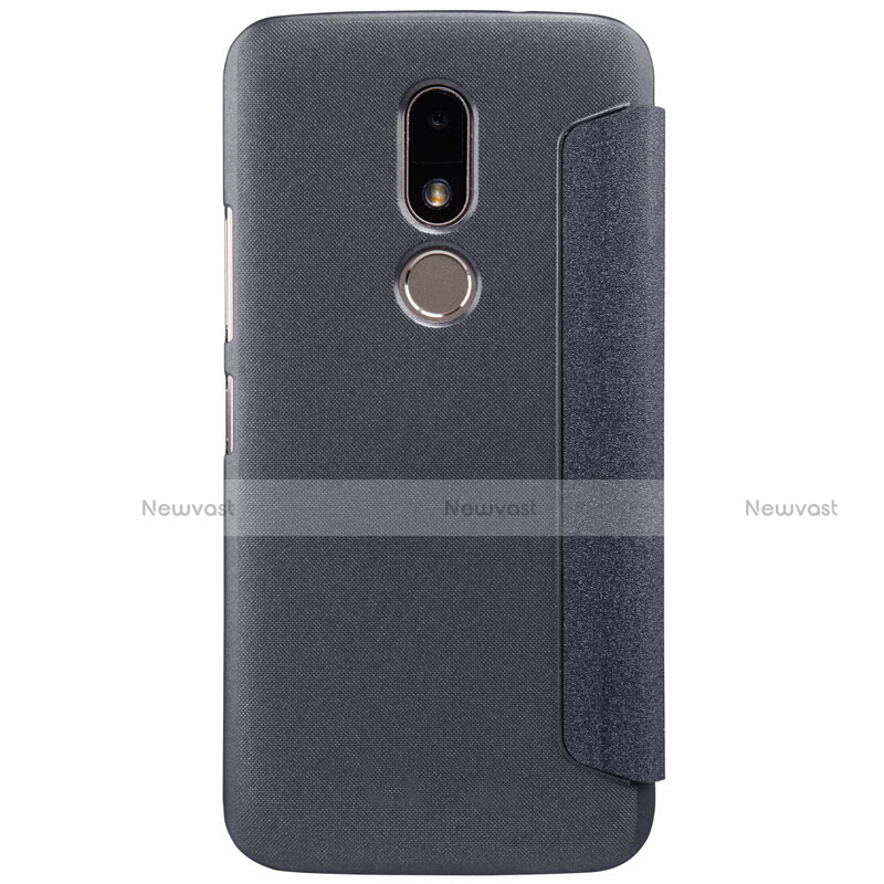 Leather Case Stands Flip Cover for Motorola Moto M XT1662 Black