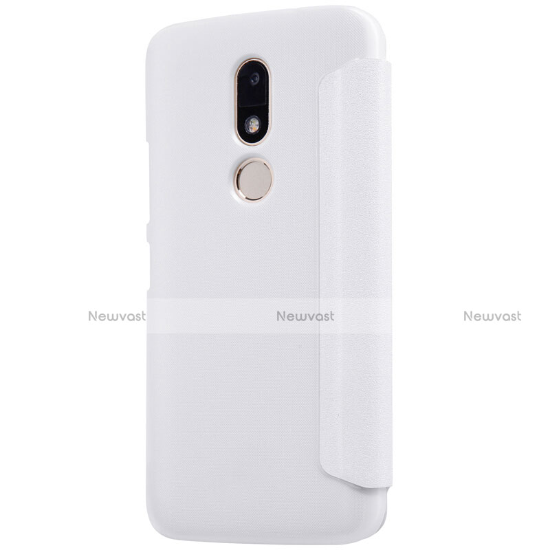 Leather Case Stands Flip Cover for Motorola Moto M XT1662 White