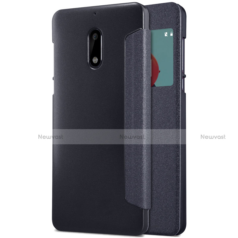 Leather Case Stands Flip Cover for Nokia 6 Black
