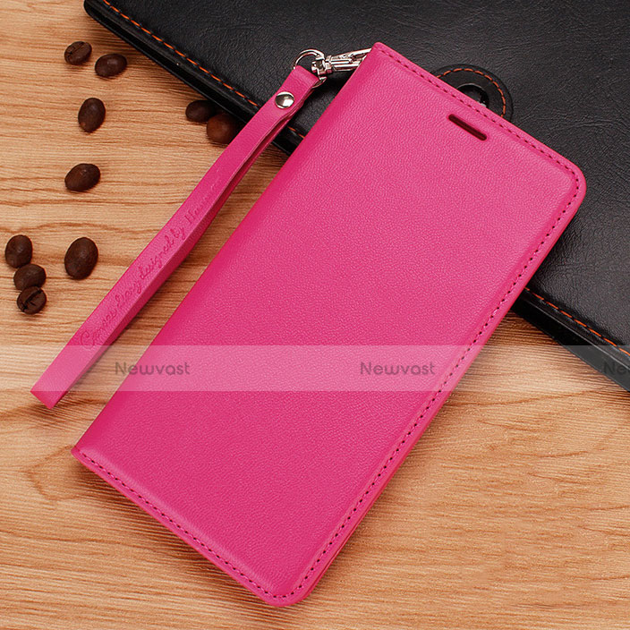 Leather Case Stands Flip Cover for Nokia 7.1 Plus Hot Pink