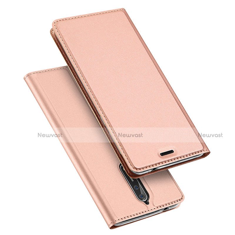 Leather Case Stands Flip Cover for Nokia 8 Pink