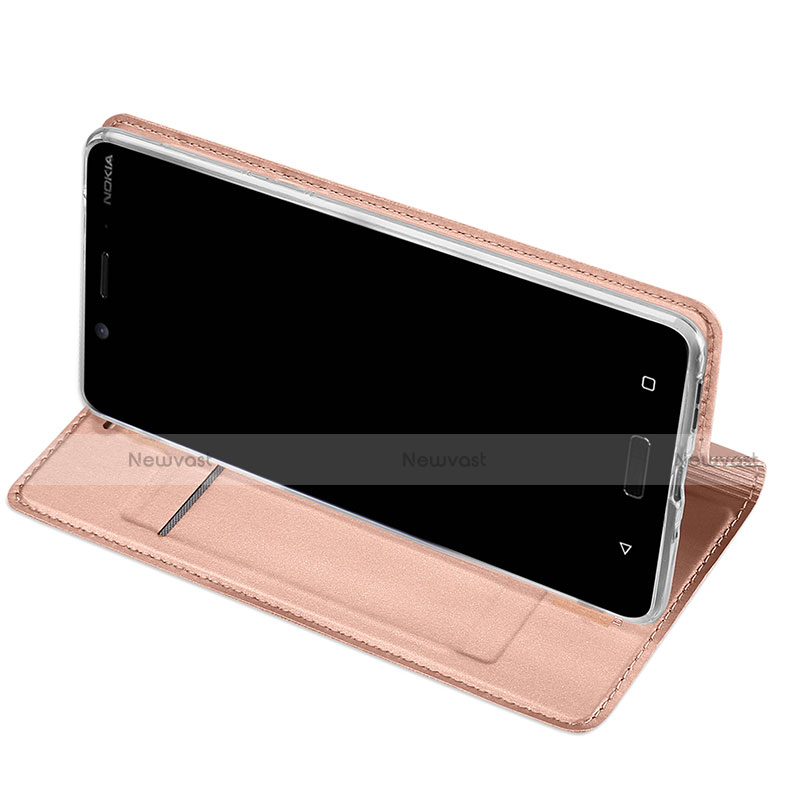 Leather Case Stands Flip Cover for Nokia 8 Pink