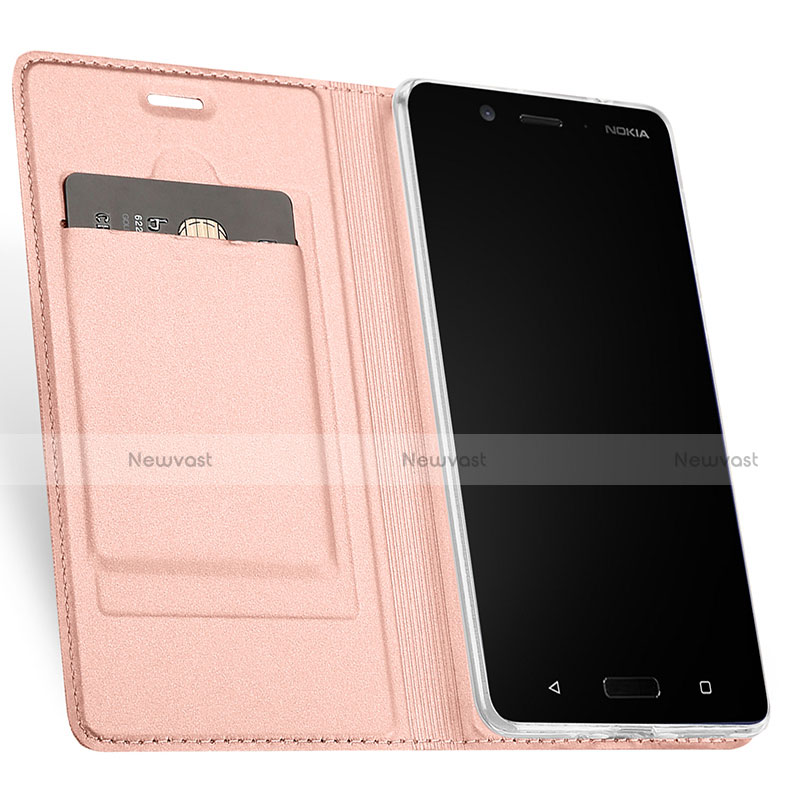 Leather Case Stands Flip Cover for Nokia 8 Pink