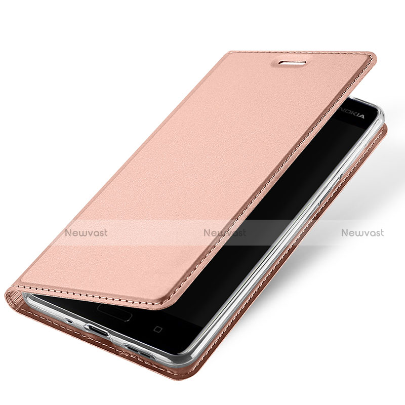 Leather Case Stands Flip Cover for Nokia 8 Pink