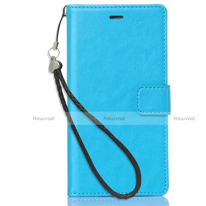Leather Case Stands Flip Cover for Nokia X3 Sky Blue