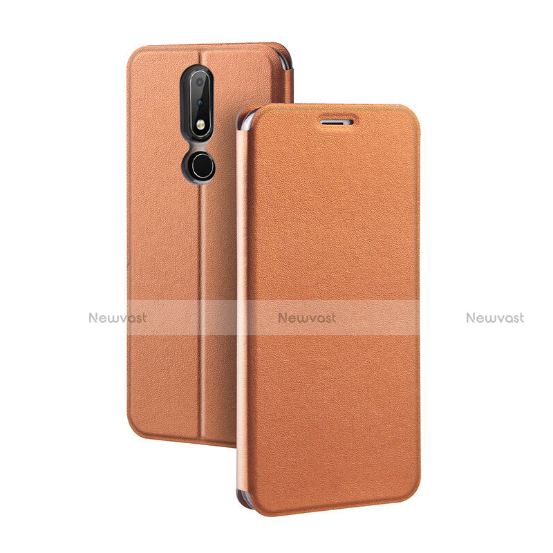 Leather Case Stands Flip Cover for Nokia X5 Brown