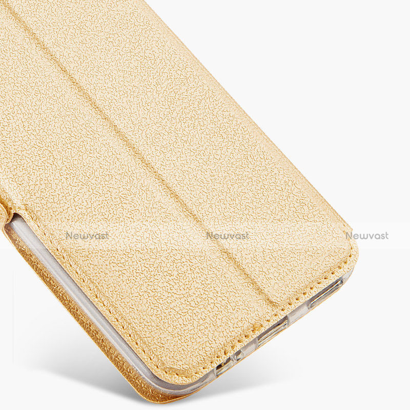 Leather Case Stands Flip Cover for OnePlus 5 Gold