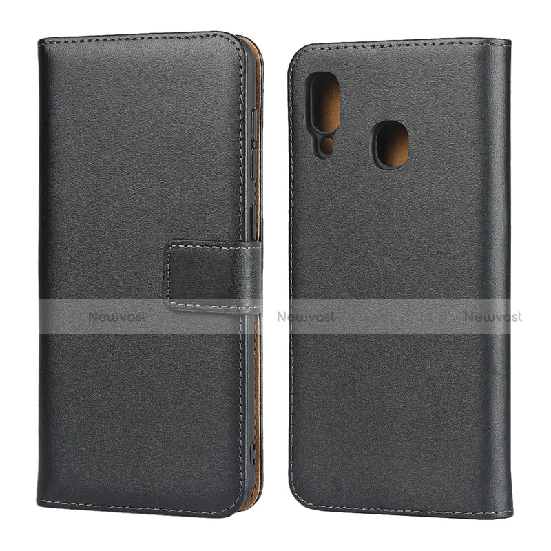 Leather Case Stands Flip Cover for Samsung Galaxy A30 Black