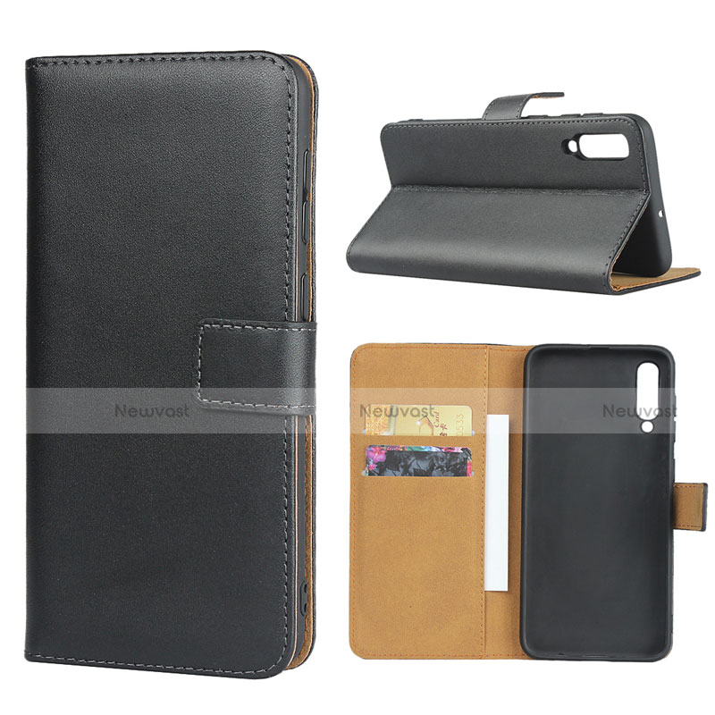 Leather Case Stands Flip Cover for Samsung Galaxy A30S Black