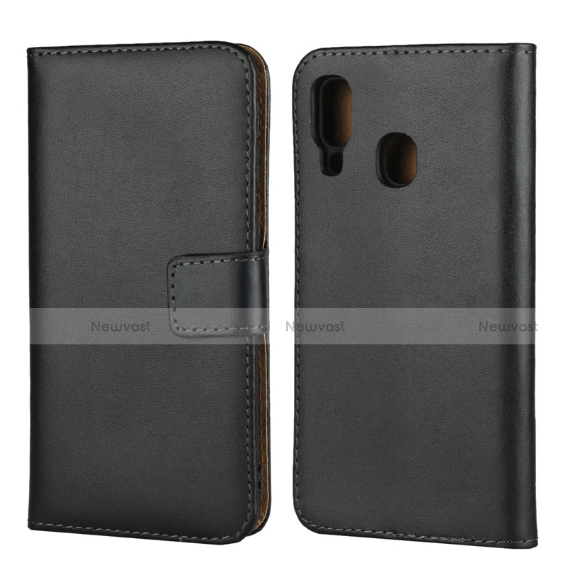 Leather Case Stands Flip Cover for Samsung Galaxy A40 Black