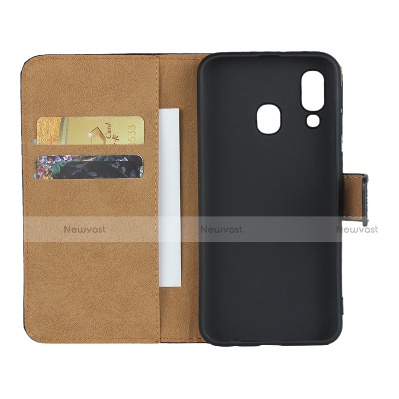 Leather Case Stands Flip Cover for Samsung Galaxy A40 Black