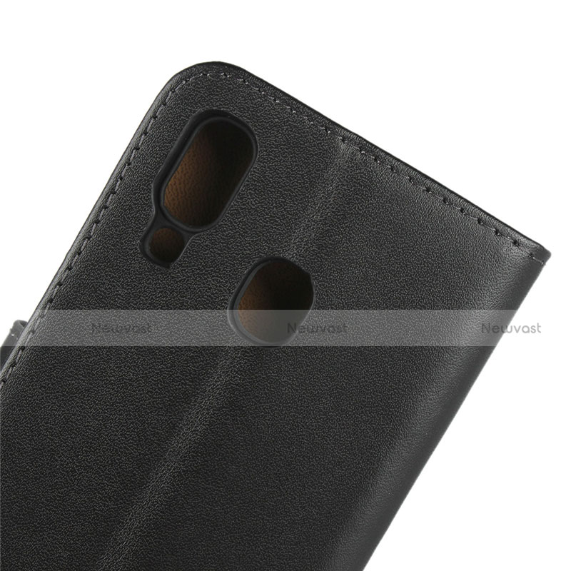 Leather Case Stands Flip Cover for Samsung Galaxy A40 Black