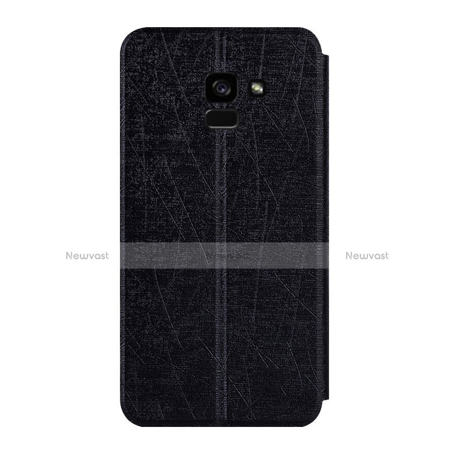 Leather Case Stands Flip Cover for Samsung Galaxy A5 (2018) A530F Black