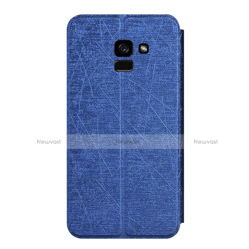 Leather Case Stands Flip Cover for Samsung Galaxy A5 (2018) A530F Blue