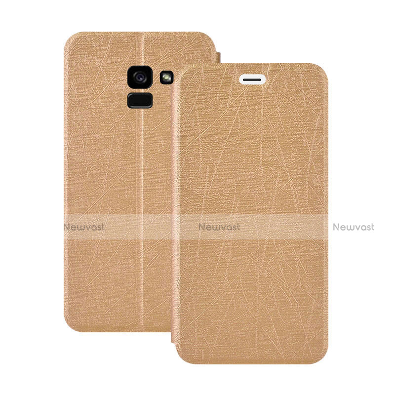 Leather Case Stands Flip Cover for Samsung Galaxy A5 (2018) A530F Gold
