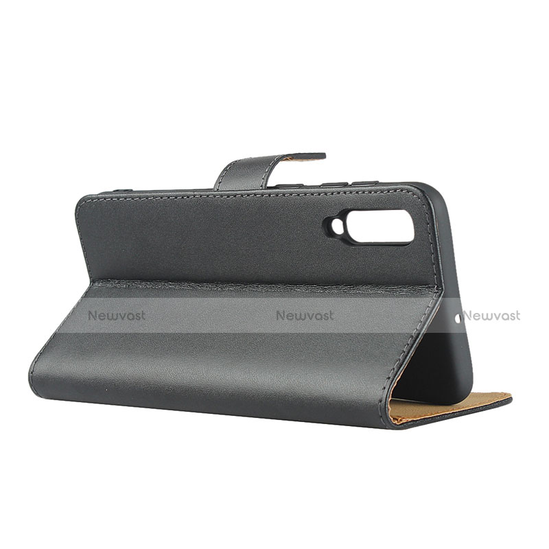 Leather Case Stands Flip Cover for Samsung Galaxy A50 Black
