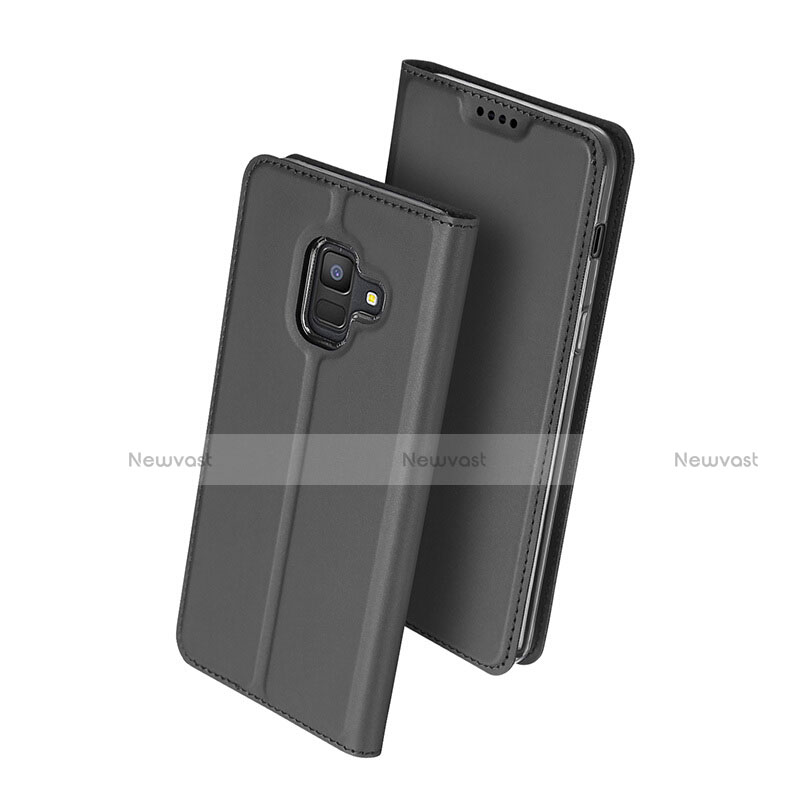 Leather Case Stands Flip Cover for Samsung Galaxy A6 (2018) Black