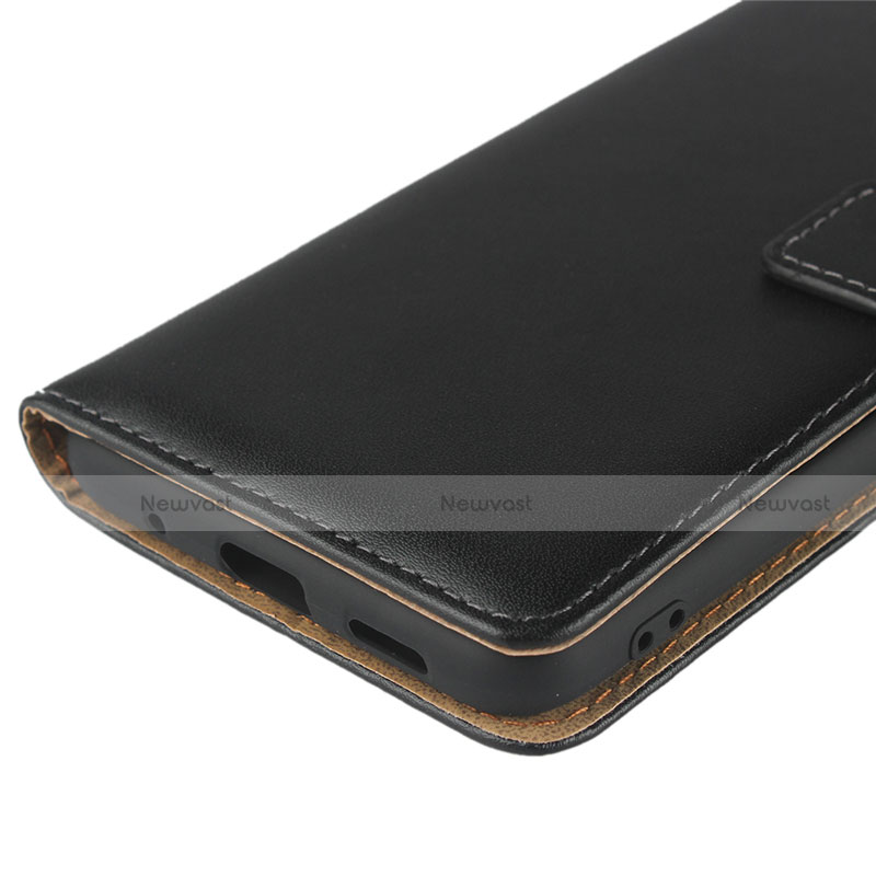 Leather Case Stands Flip Cover for Samsung Galaxy A60 Black