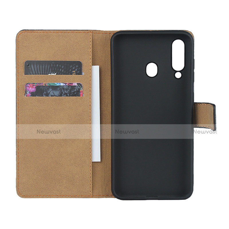 Leather Case Stands Flip Cover for Samsung Galaxy A60 Black