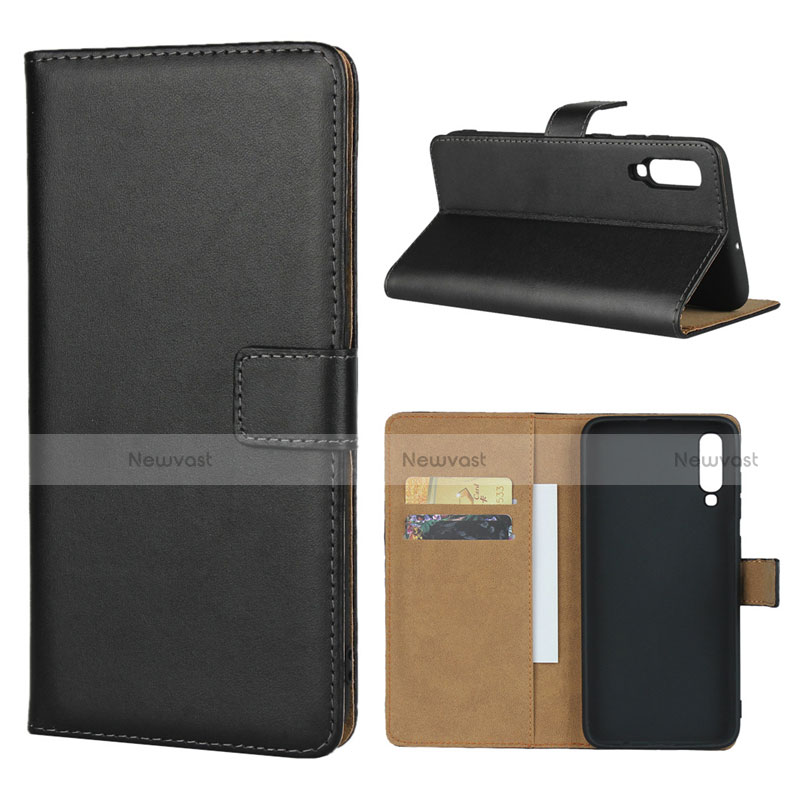 Leather Case Stands Flip Cover for Samsung Galaxy A70 Black