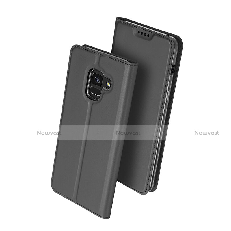 Leather Case Stands Flip Cover for Samsung Galaxy A8 (2018) A530F Black