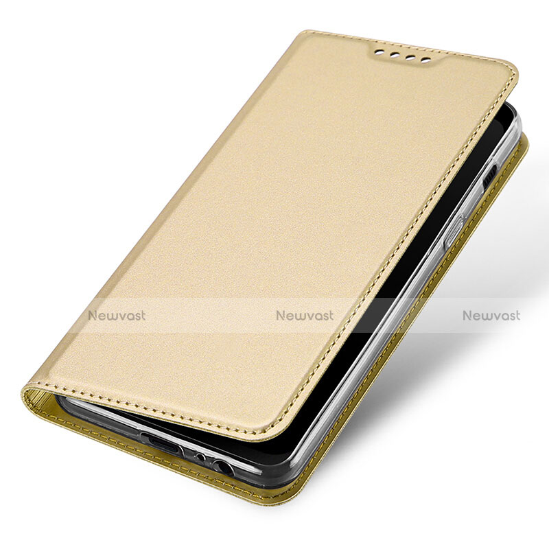Leather Case Stands Flip Cover for Samsung Galaxy A8 (2018) Duos A530F Gold