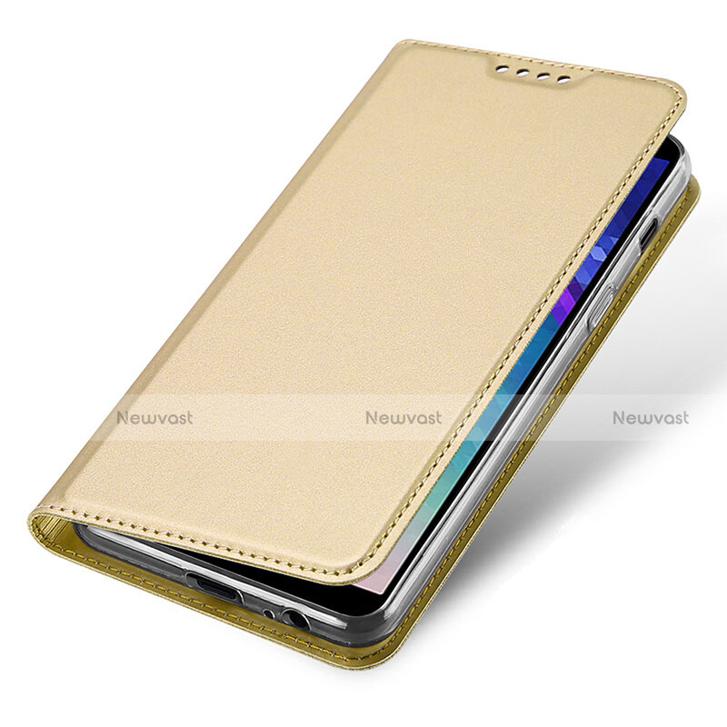 Leather Case Stands Flip Cover for Samsung Galaxy A9 Star Lite Gold