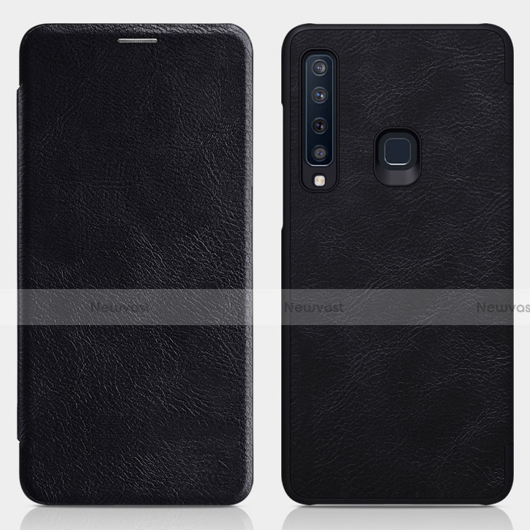 Leather Case Stands Flip Cover for Samsung Galaxy A9s Black