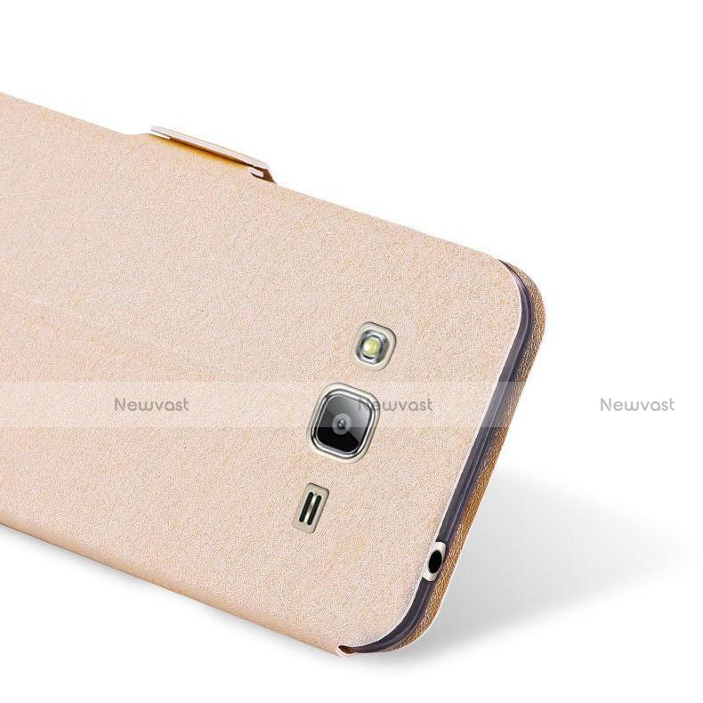 Leather Case Stands Flip Cover for Samsung Galaxy Amp Prime J320P J320M Gold