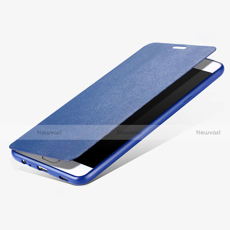 Leather Case Stands Flip Cover for Samsung Galaxy C5 Pro C5010 Blue