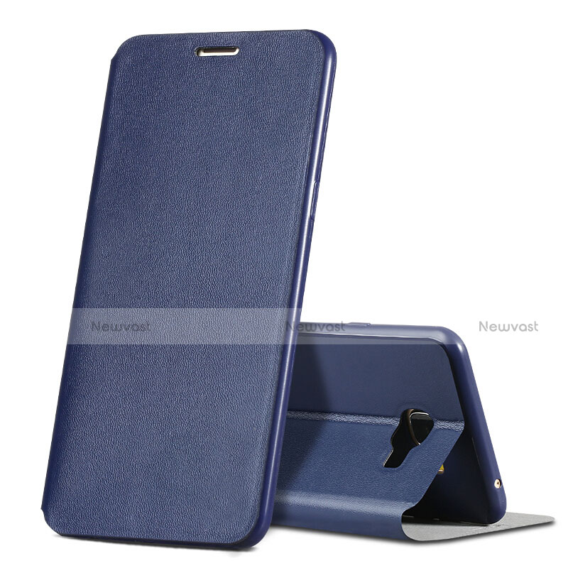 Leather Case Stands Flip Cover for Samsung Galaxy C7 SM-C7000 Blue