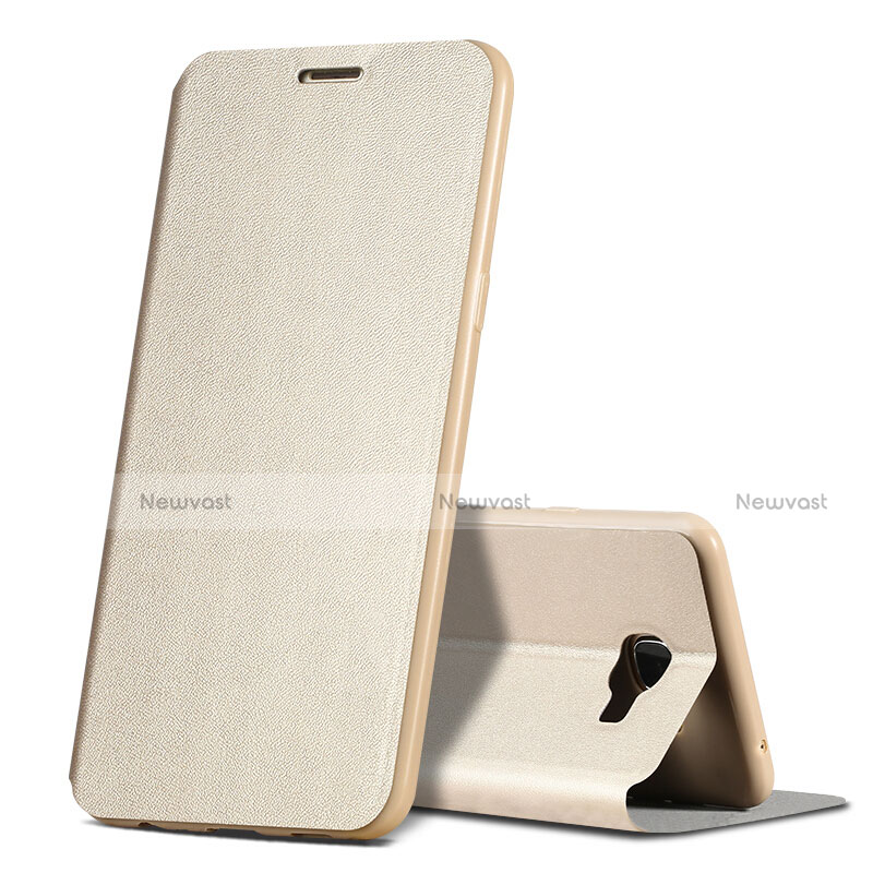 Leather Case Stands Flip Cover for Samsung Galaxy C7 SM-C7000 Gold