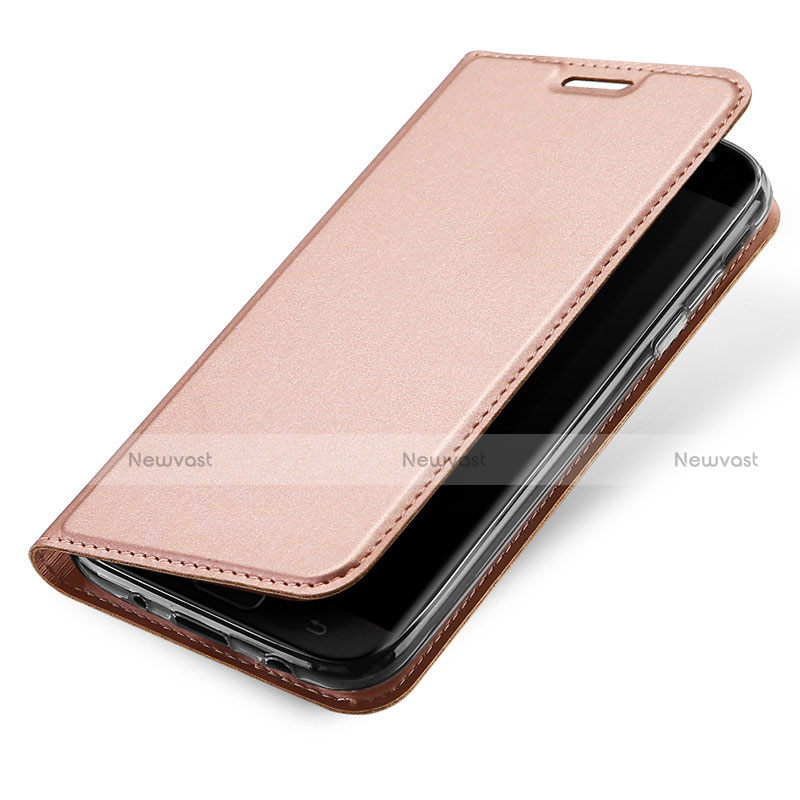 Leather Case Stands Flip Cover for Samsung Galaxy J5 (2017) Duos J530F Pink