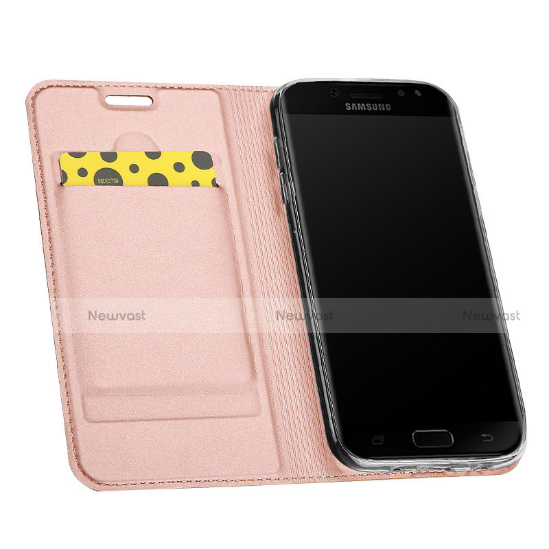 Leather Case Stands Flip Cover for Samsung Galaxy J5 (2017) SM-J750F Pink