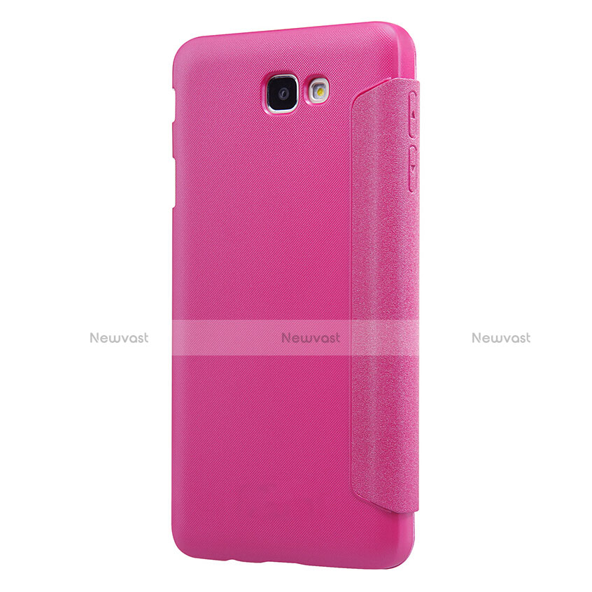 Leather Case Stands Flip Cover for Samsung Galaxy J5 Prime G570F Hot Pink