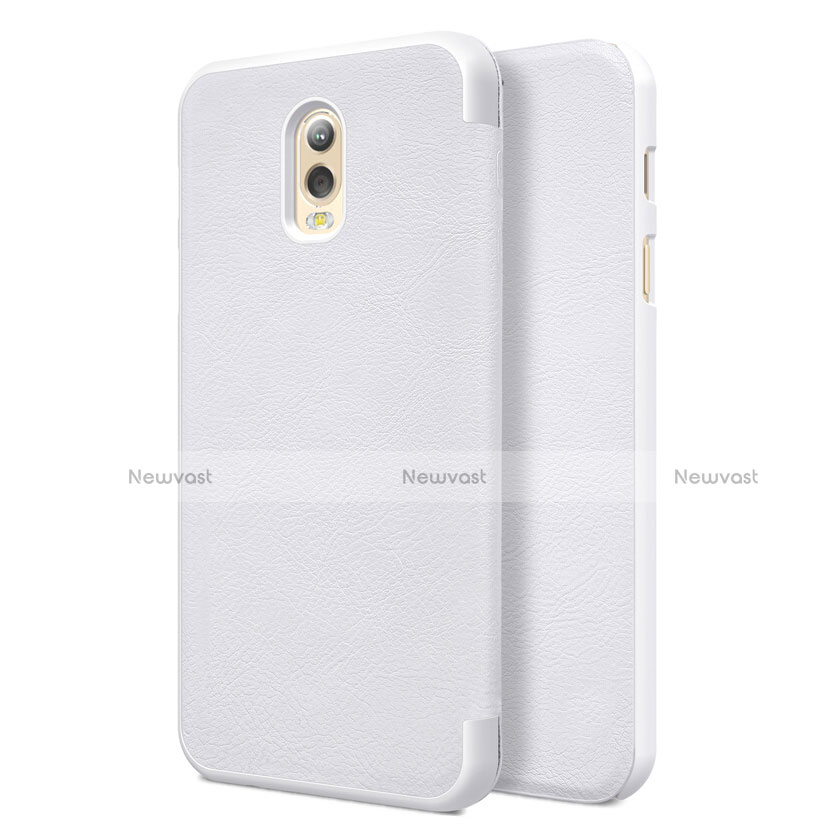 Leather Case Stands Flip Cover for Samsung Galaxy J7 Plus White