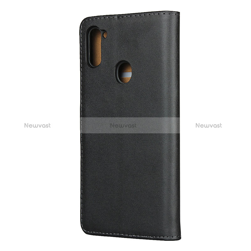 Leather Case Stands Flip Cover for Samsung Galaxy M11 Black