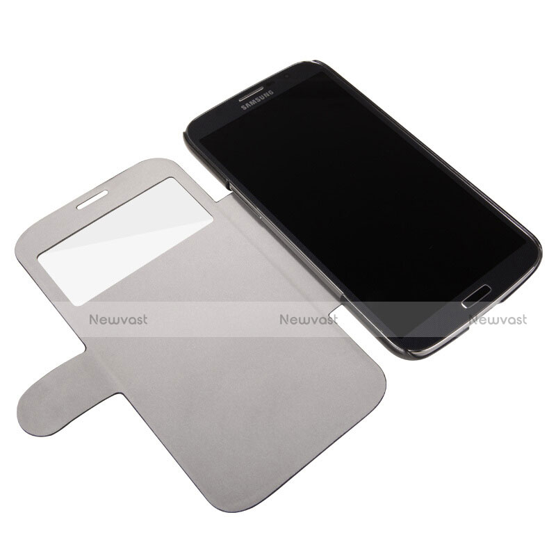 Leather Case Stands Flip Cover for Samsung Galaxy Mega 6.3 i9200 i9205 Black