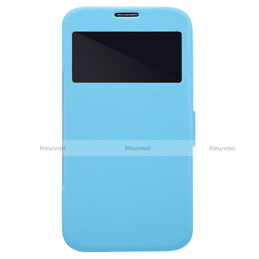 Leather Case Stands Flip Cover for Samsung Galaxy Mega 6.3 i9200 i9205 Blue