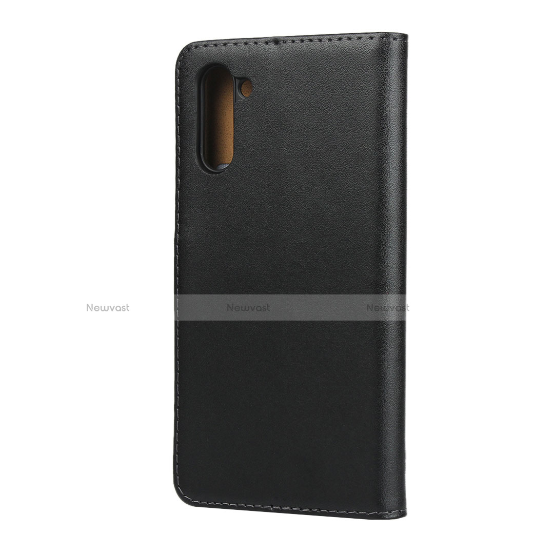 Leather Case Stands Flip Cover for Samsung Galaxy Note 10 5G Black
