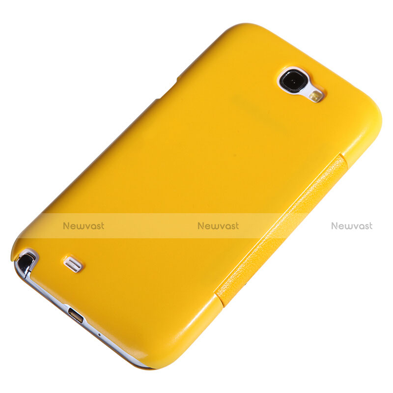 Leather Case Stands Flip Cover for Samsung Galaxy Note 2 N7100 N7105 Yellow