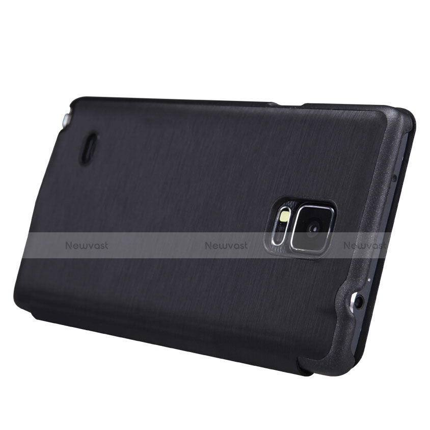 Leather Case Stands Flip Cover for Samsung Galaxy Note 4 Duos N9100 Dual SIM Black