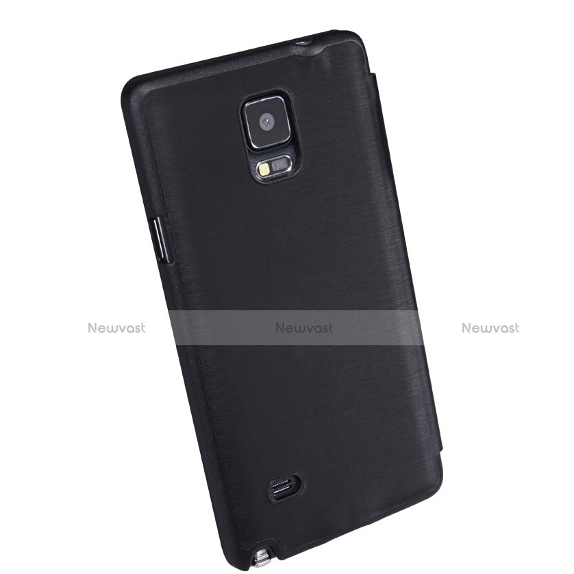 Leather Case Stands Flip Cover for Samsung Galaxy Note 4 Duos N9100 Dual SIM Black